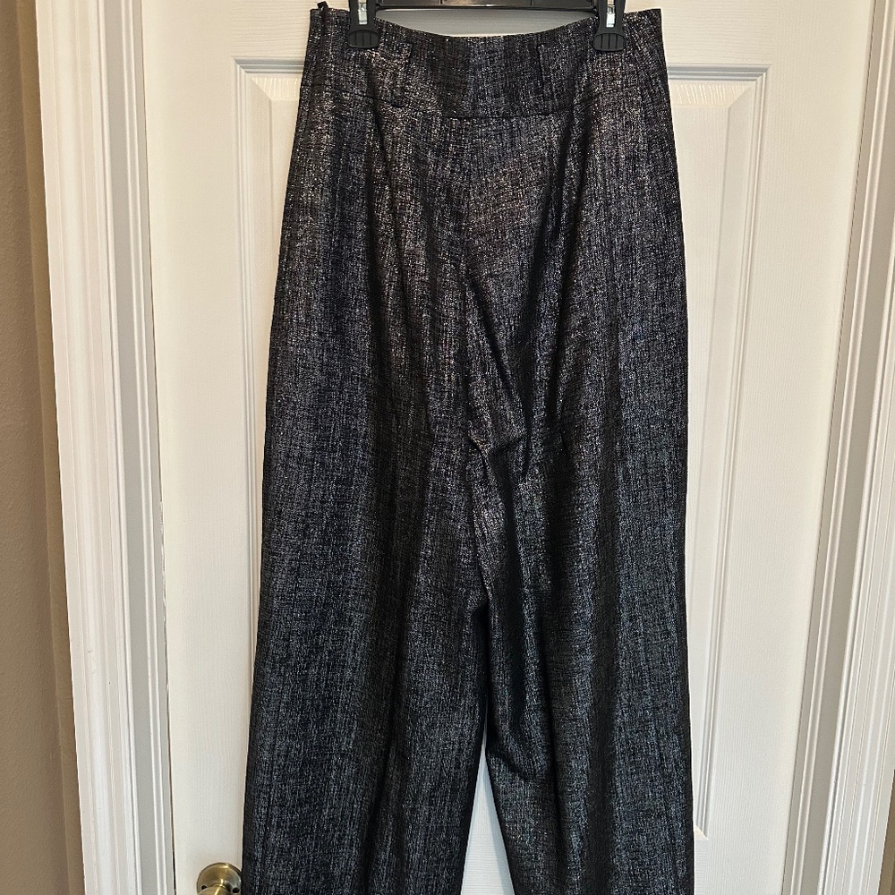Akris Punto NWT Florina Black and Silver Wide leg Trousers Size 10